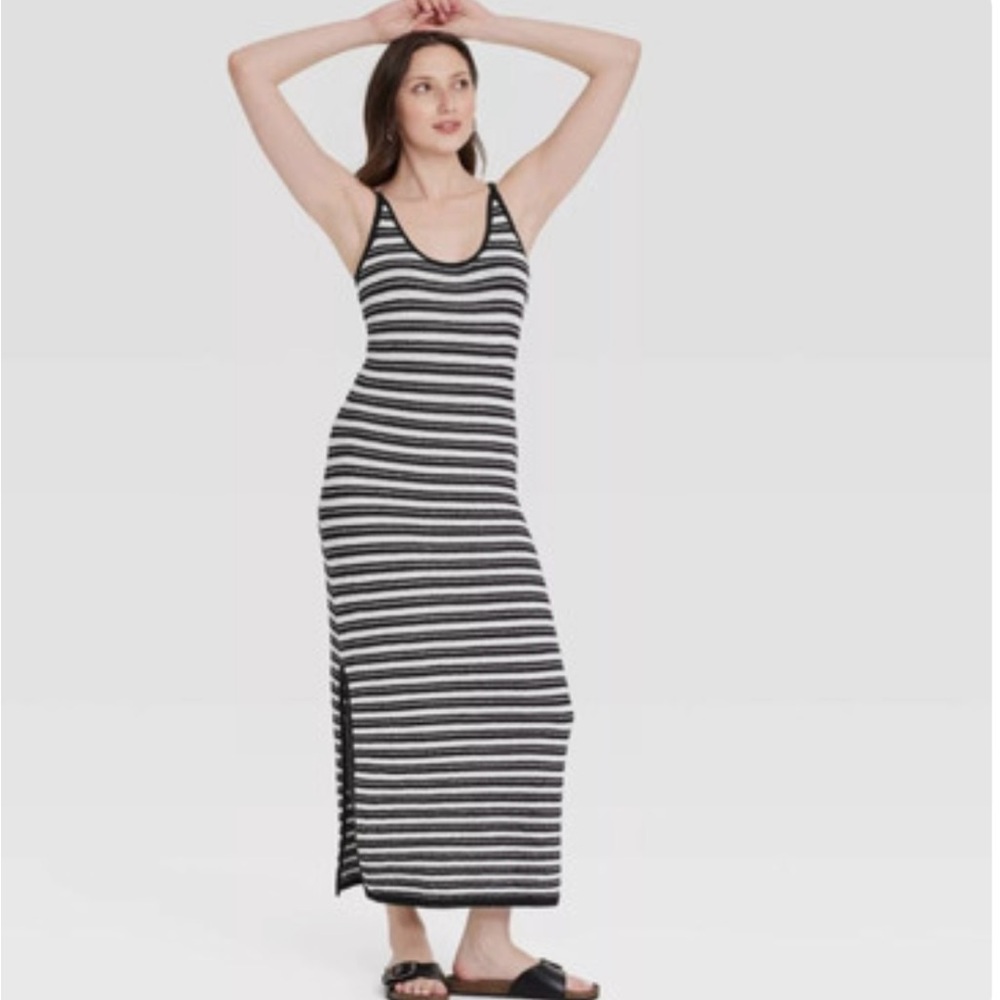 Universal Thread Striped Black and White Maxi Dress XL